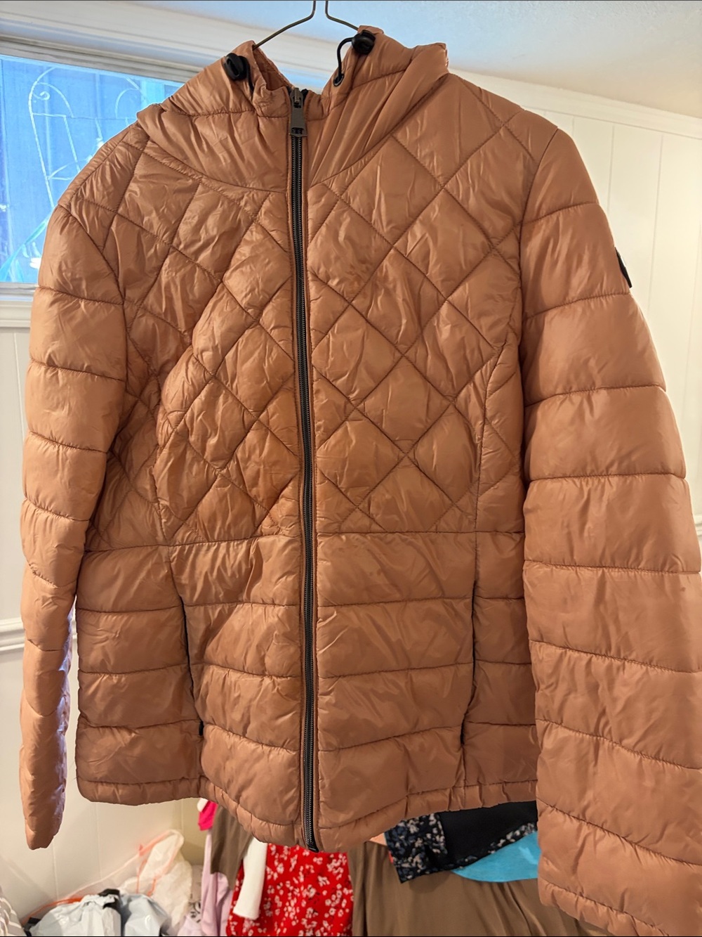 Noize Women's Quilted Bomber Jacket in Camel